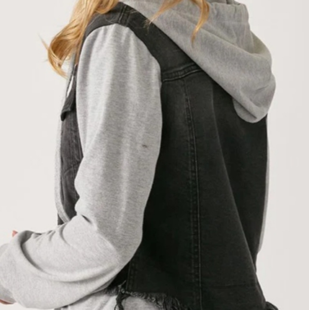 Risen Layered Terry Hoodie Denim Jacket - Picture 7 of 10